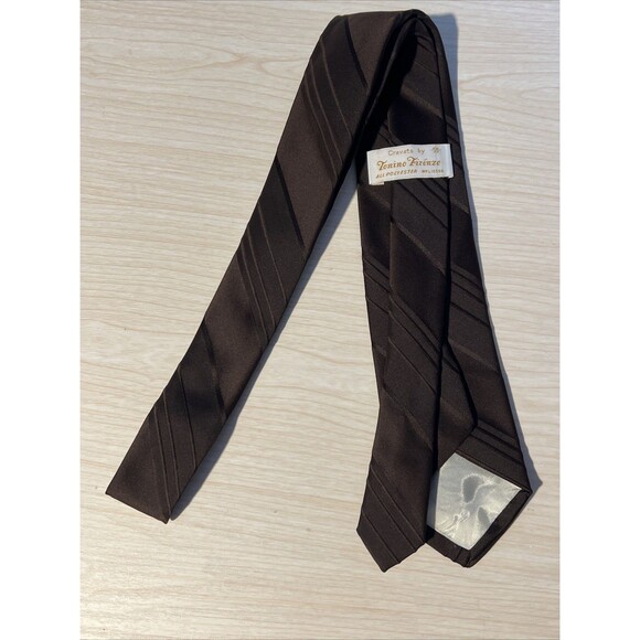 Vintage Tonino Firenze Brown Tie Business Casual Retro - Picture 4 of 5